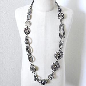 Treska Long Silver Tone Necklace